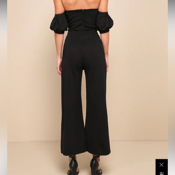 Lulu's Impress Release Black Off-the-Shoulder Puff Sleeve Jumpsuit - Picture 2 of 8